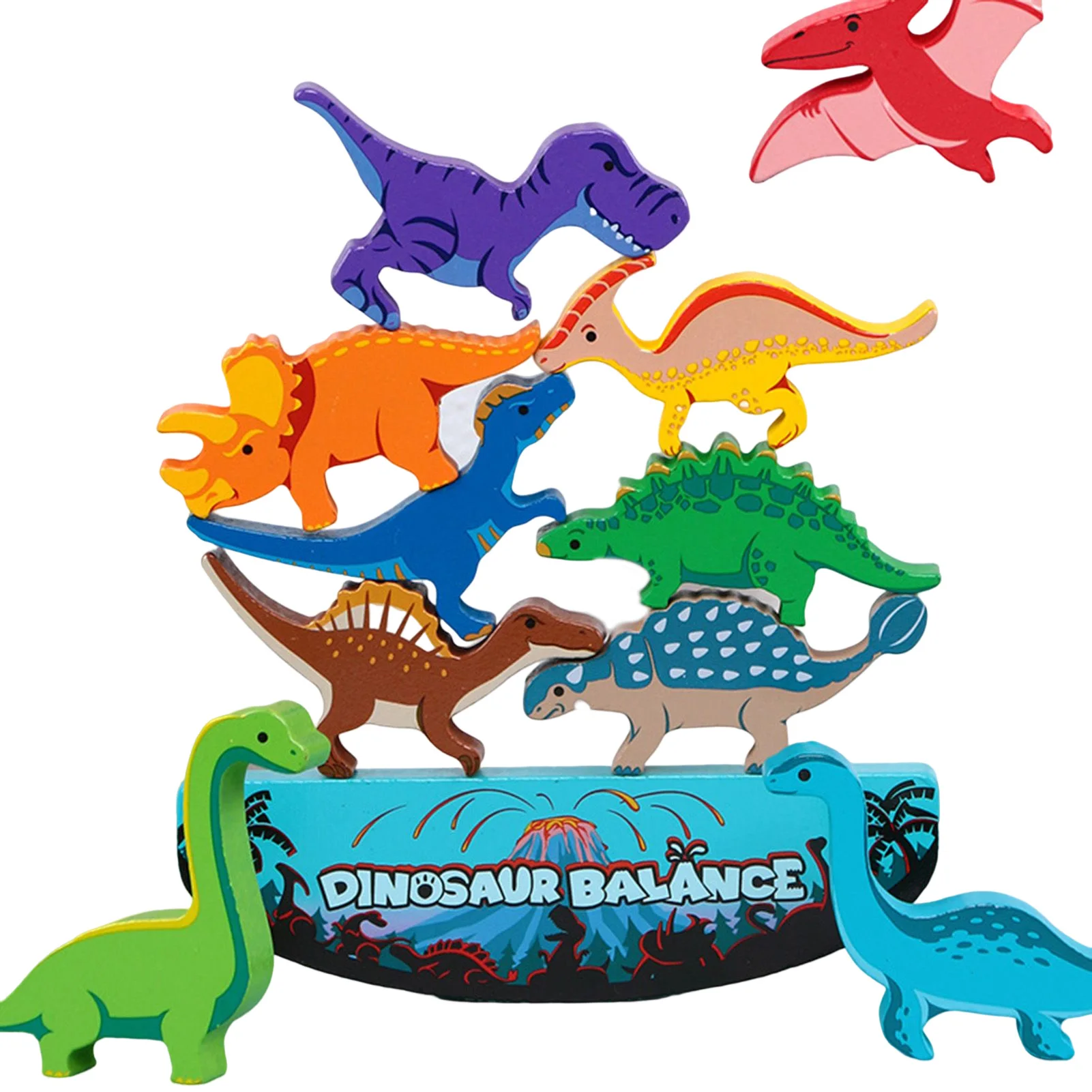 Wooden Dinosaurs Blocks Toy Balance Stacking Toys Practical Learning Puzzle - £18.72 GBP