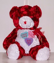 Dan Dee Plush Bear Red &amp; White Love Hearts 22&quot; Long Embroidered - £14.09 GBP