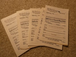 Lot of 5 Vintage 1951 US Post Office Money Order Application Forms - $23.76