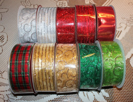 Choice of 10 Colors Patterns 2.5” x 90’ Wire Edged Ribbon Rolls  - £3.14 GBP