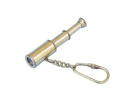 Vintage Telescope Keychain Brass Finish Nautical Miniature Spyglass For Key Gift - £13.98 GBP