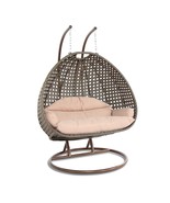 LeisureMod Beige 2-Person Wicker Egg Chair - Outdoor/Indoor Hanging Loun... - €806,59 EUR+
