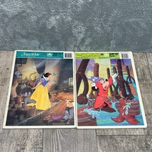 2 Walt Disney Golden Frame Tray Puzzles Children 3-7 Snow White & Mickey Mouse - $9.49