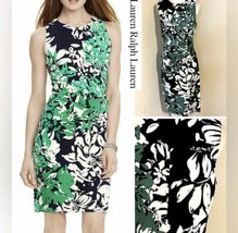 Lauren Ralph Lauren Sheath Sleeveless Tropical Floral Leaves Stretch Dre... - £29.15 GBP