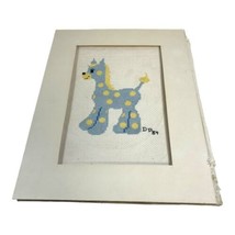 Vintage Cross Stitch Blue Horse Dog Great Dane 9” X 12” Kids Baby Room D... - $23.36