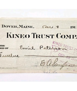 1915 Kineo Trust Company Bank Check E.A. Sampson Dover Maine Signed 7049... - $27.34 CAD