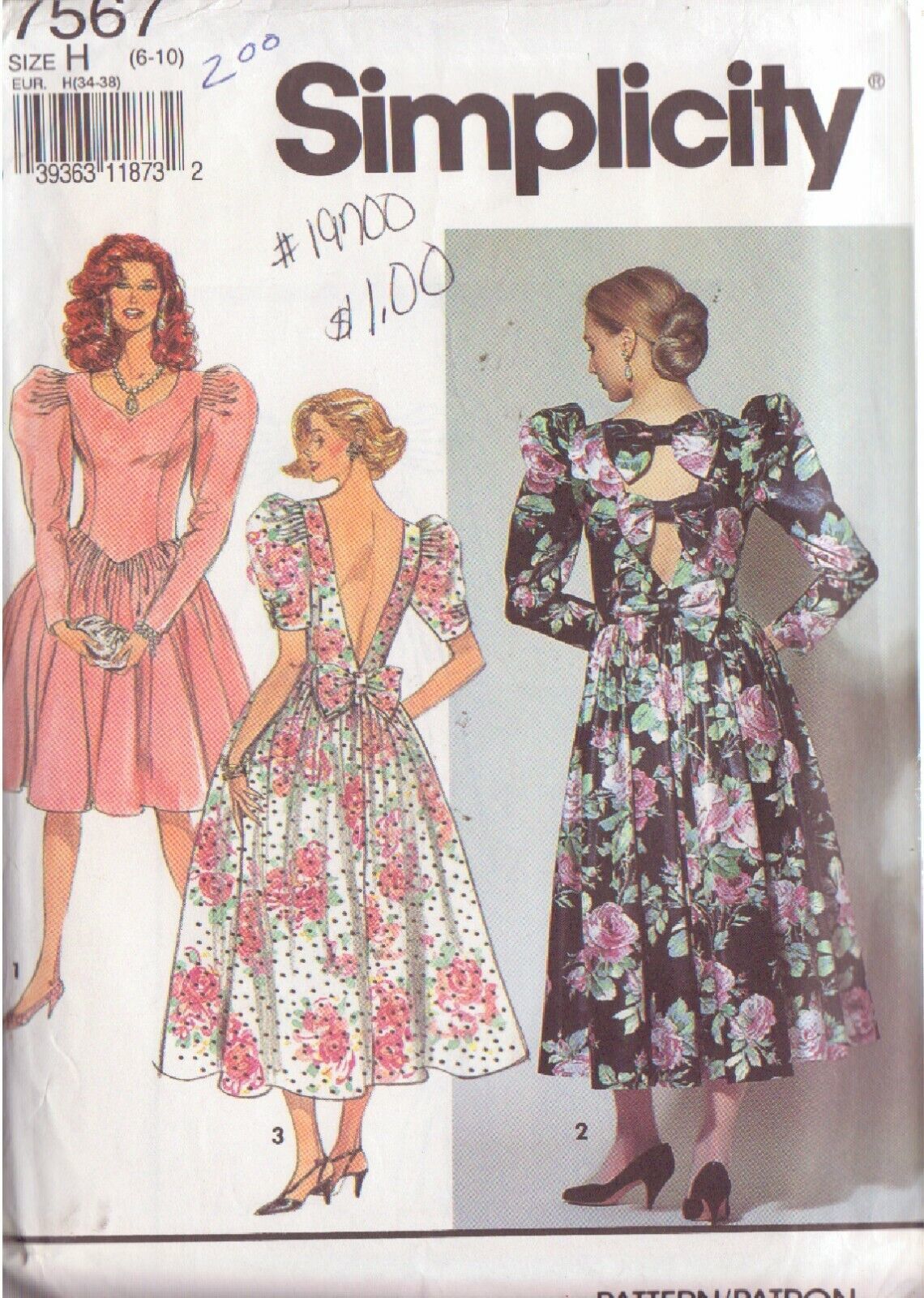 SIMPLICITY PATTERN 7567 MISSES' DRESS IN TWO VARIATIONS SIZES 6-8-10 - £2.36 GBP