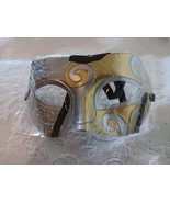RETRO MASQUERADE MARDI GRAS  HALLOWEEN MASK SILVER &amp; GOLD WITH BLACK TIE... - $7.91