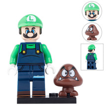Luigi with Goomba Mario Bros Custom Printed Lego Compatible Minifigure Bricks - £2.34 GBP