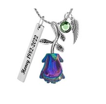 Rainbow Rose Jewelry Ash Urn - Love Charms™ Option - £23.93 GBP