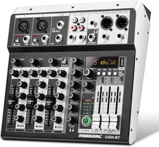 Dj Mixer Sound Board With 4 Channels, 16-Bit Dsp Effect, Usb Audio Mixer - $66.96