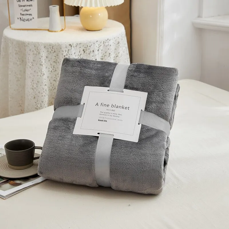 70x100cmGrey Flannel Fleece Blanket Adult Children Soft Warm Throw Bed Covers - £9.73 GBP+
