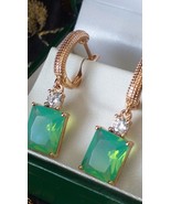 Vintage 1990s 14 Ct Rolled Gold Light Green Peridot Earrings  Hallmarked... - $120.84 CAD