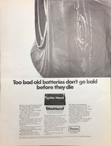 Vintage 1969  Sears Die Hard Battery Print Ad Battery And Bald Tire - $5.49