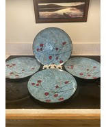 4 DINNER PLATES ELAMA FLORAL ACCENTS STONEWARE 11&quot; - $28.82 CAD