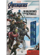 Avengers End Game 16 Valentines with 16 Pencils Classroom Valentines NEW - £7.00 GBP