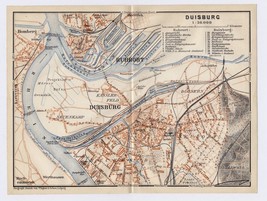 1911 Original Antique Map Of Duisburg / North RHINELAND-WESTPHALIA / Germany - £16.82 GBP