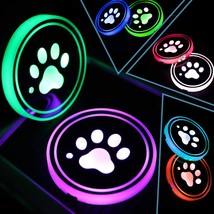 Dog Paw Car Coaster with 7 Colors Changing USB Charging Mat - £18.83 GBP