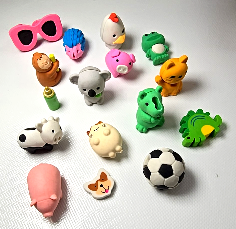 Japanese Puzzle Erasers KAWAII Lot Of 14, Review Photos Carefully - $7.92