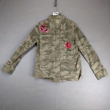 True Craft Embroidered Rose Camo Denim Jacket Women&#39;s M Full Zip Militar... - $25.00