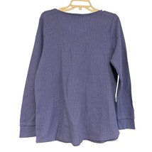 Belle By Kim Gravel Womens Sweater Blue Size L Waffle Knit Vneck Pullover - £11.82 GBP