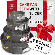 Spring Form Pans for Baking (4/7/9/11 Inch) with CAKE SLICER and TESTER ... - $27.25