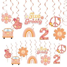 30 Pcs Two Groovy Party Hanging Swirls Decorations, Groovy Birthday Them... - £18.82 GBP