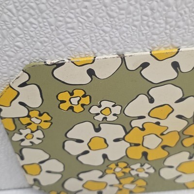 2 Pro-Tex Green White Yellow Flower Power Trivets Vintage 70s Item image 14