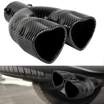 Carbon Fiber Dual Heart Shape Car Exhaust Muffler Tip Straight Pipe 2.5‘’ Inlet - £33.56 GBP