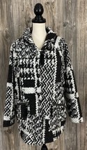 Prana Fashion Sweater Coat Small (Runs Large) Black/Ivory Wool Blend Zip... - $34.45