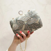 Women&#39;s Evening Bag  Ring Clutch Bag Leaves Embroidery Wedding Purse and Handbag - £72.39 GBP