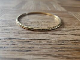Monet Gold Tone Slip On Bangle Bracelet 2.75&#39;&#39; Ridged Finish Vintage - $14.00 CAD