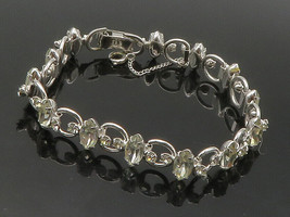 VAN DELL 925 Sterling Silver - Vintage Marquise Topaz Chain Bracelet - BT6595 - £70.45 GBP