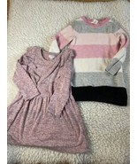 Girls Gymboree Knit Pink Sweater Dress And Striped Sweater Dress Size 4 ... - $25.20 CAD