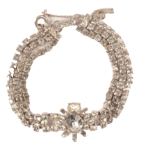 Stunning Rhinestone Bracelet with Center Medallion Design and Safety Cha... - £12.66 GBP