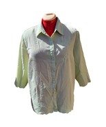 Allison Daley Green Plus Size 20w Short Sleeve Button Dwn Embroidered Detail Top - $20.55