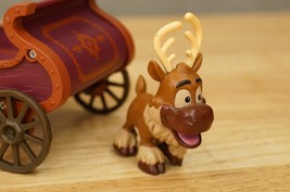 Lot Disney Frozen Movie Jakks Plastic Toys Sled Sven Reindeer &amp; Costume - £11.86 GBP