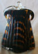HAND BLOWN GLASS Vase, in Shape of a PURSE, TORTOISE SHELL PATTERN - $100.00
