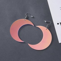 Donarsei Fashion Laser Moon Star Earrings For Women Minimalist Transparent Refle - £7.21 GBP