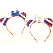 FAF Inc Patriotic Sequin Cat Ear Headbands Red White Blue NEW - £7.99 GBP