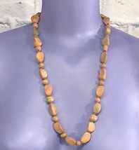 Beige Multi Shape Single Strand Stone Beaded Retro Hippie Boho Necklace - £15.53 GBP
