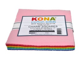 Robert Kaufman Kona Cotton Solids Bright Palette 5 Inch Precut Squares 41pcs - £11.76 GBP