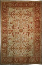 6 x 9 Ivory Oriental Rug Orange Red Gold Pumpkin Tint Oushak Handmade Wool Rug - £832.26 GBP