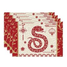 Artoid Mode Zodiac Snake 2025 Placemats Set of 4 12x18in Lunar Table Mats - $146.14 MXN
