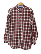 Tommy Hilfiger Men Large L Button Down Plaid Shirt Block Logo Crest - $680.66 MXN