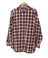 Tommy Hilfiger Men Large L Button Down Plaid Shirt Block Logo Crest - $680.66 MXN