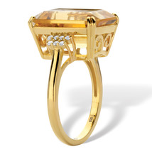 PalmBeach Jewelry 18k Gold-Plated Silver Emerald Cut Citrine &amp; White Topaz Ring - £80.47 GBP