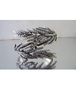 Vintage Cuff Bracelet Overlapping Silver Tone Leaf's Hinged  1960-70s - $30.00