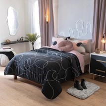 GEOMETRIC LINE ART REVERSIBLE COMFORTER SET 3 PCS TWIN  SIZE - $123.74