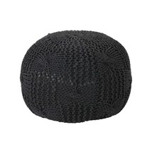 Bordeaux Knitted Cotton Round Pouf: Dark Gray Multi-Purpose Home Decor - $1,554.61 MXN